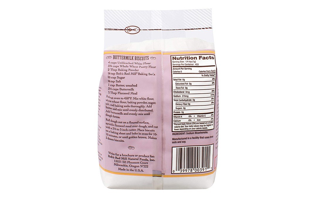 Bob's Red Mill Pure Baking Soda    Pack  453 grams
